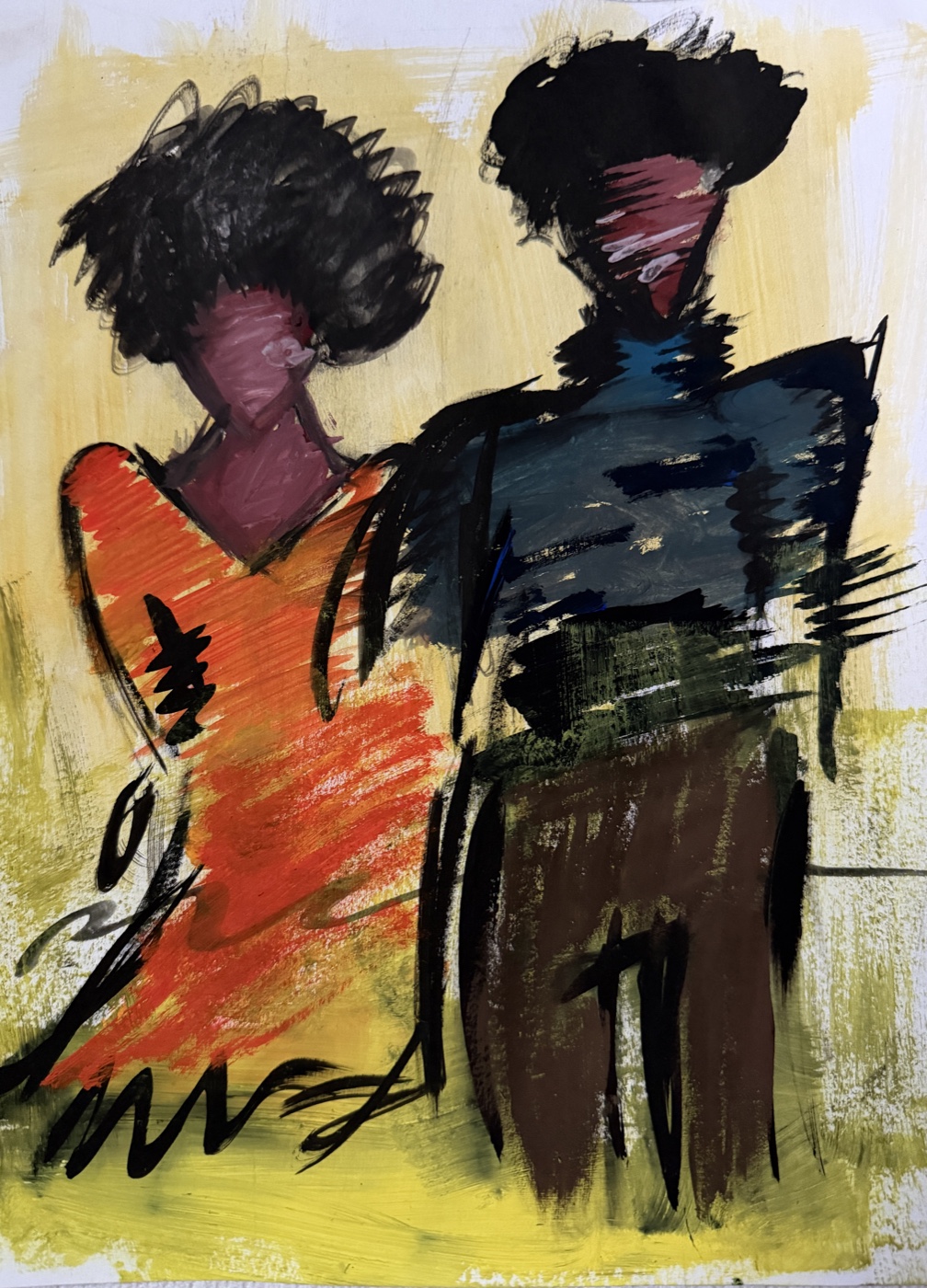 Painting of two figures by Nakisha Procope
